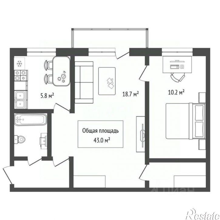 2-комн квартира ул Менделеева, 14,  д. 14