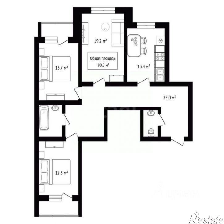 3-комн квартира улица Олега Кошевого, 6,  д. 6