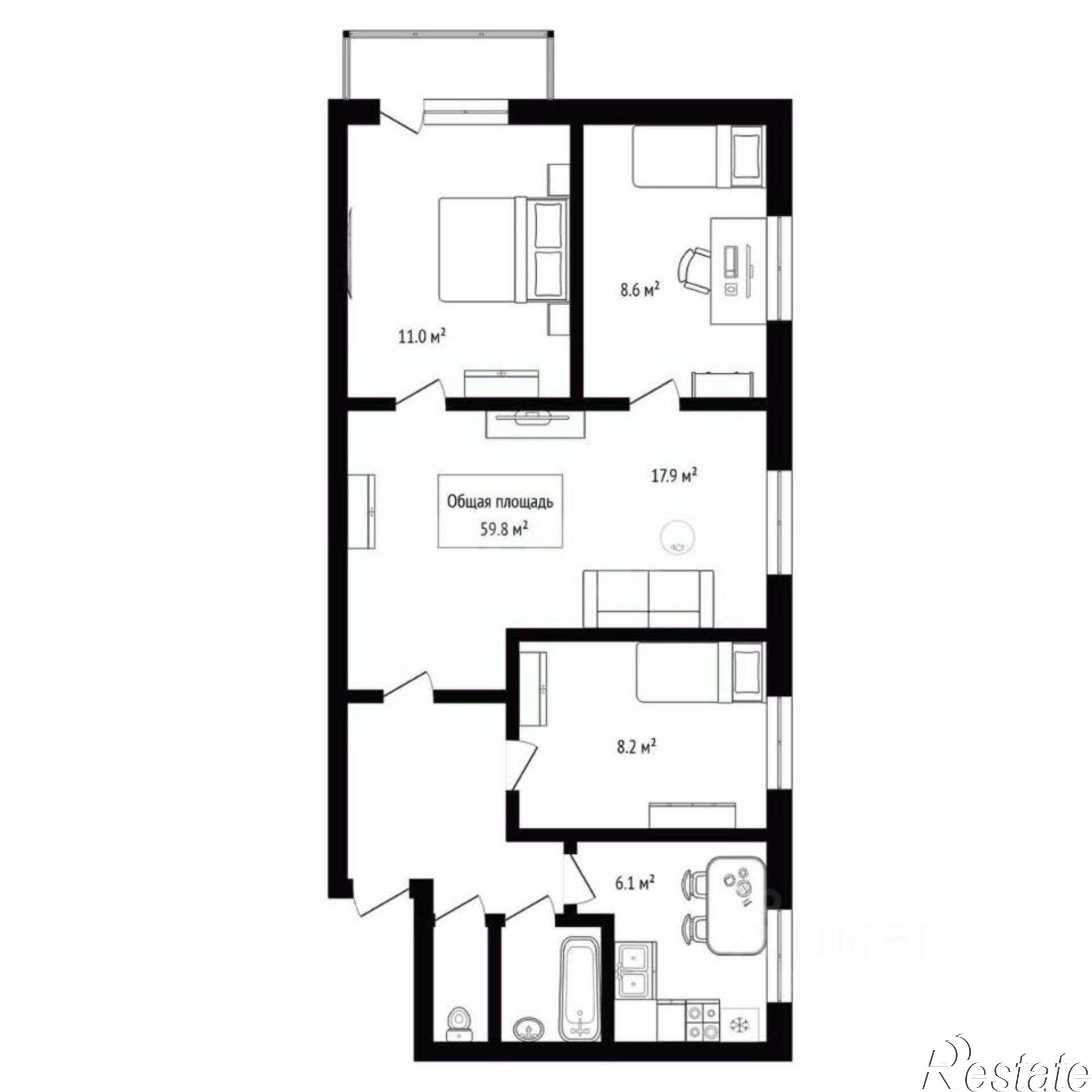 Купить квартиру за 4 300 000 рублей на Вокзальная улица, 52