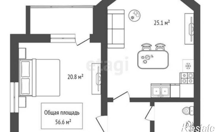 1-комн квартира ул К.Маркса, 2Б,  д. 2Б