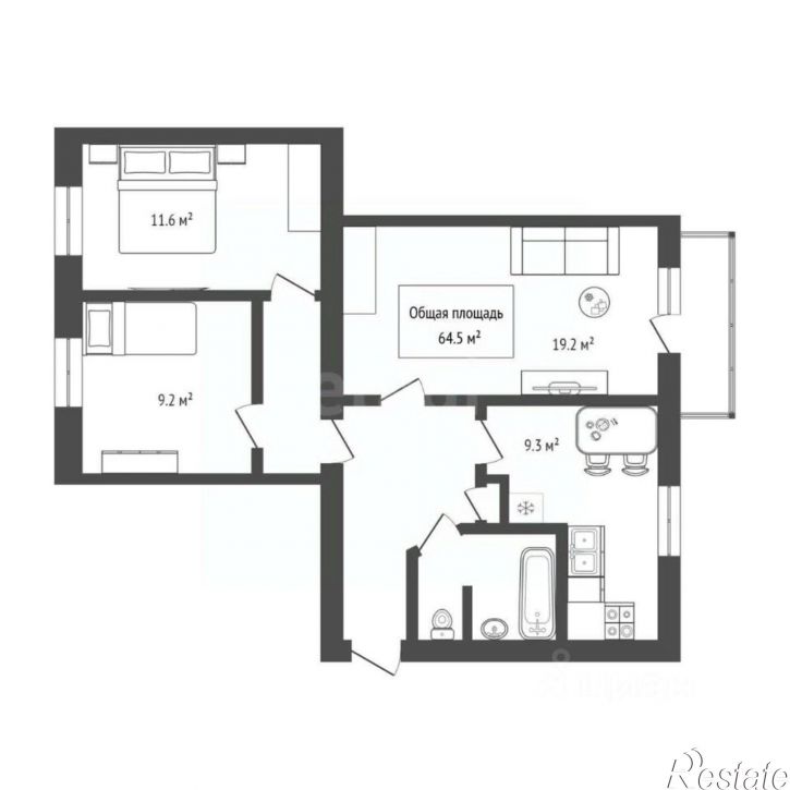 3-комн квартира городской округ Бердск
