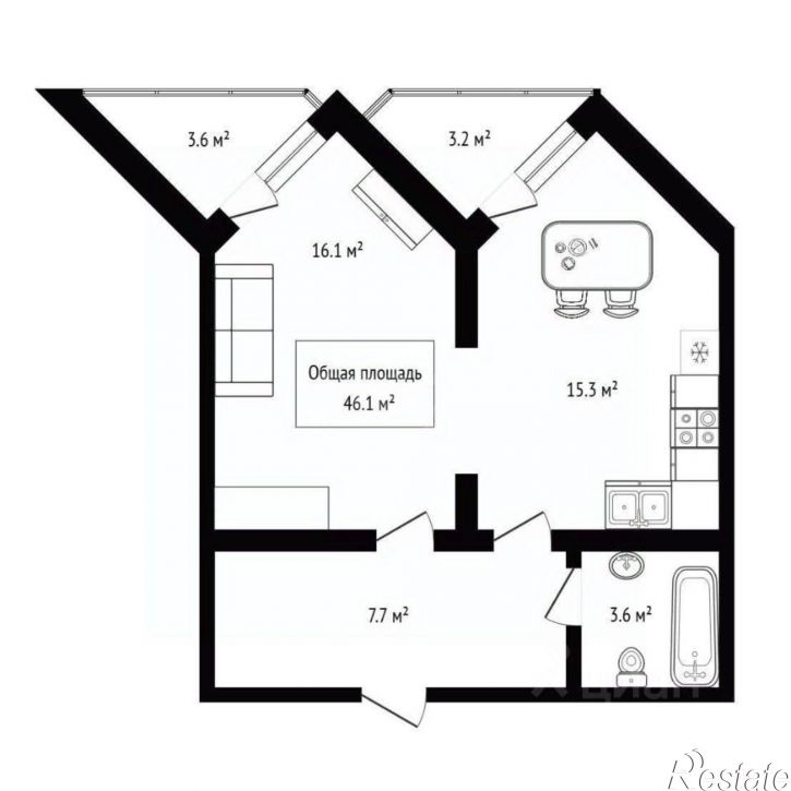 1-комн квартира Речкуновский пер, 1,  д. 1