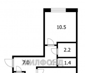 2-комн, 44.2кв м, этаж 2/5 Пионерская улица, д.13
