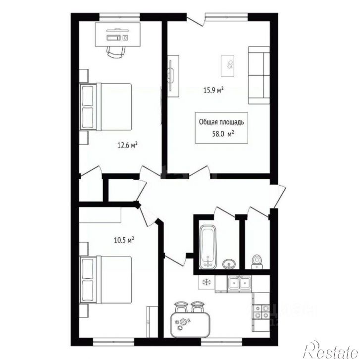 3-комн квартира ул Микрорайон, 70,  д. 70