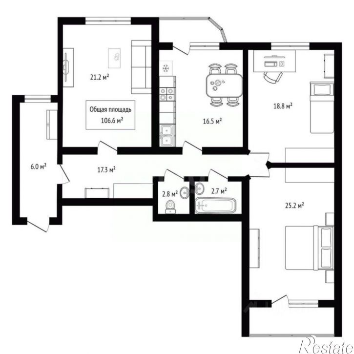 3-комн квартира Северный мкр, 6,  д. 6