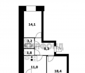 2-комн, 56.8кв м, этаж 5/10 Северный микрорайон, д.14