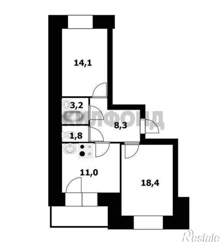 2-комн квартира Северный микрорайон, д.14