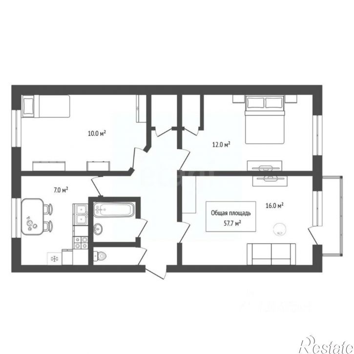 3-комн квартира ул Рогачева, 32,  д. 32