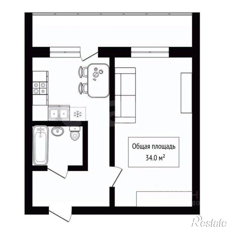 1-комн квартира ул Кристальная, 15,  д. 15