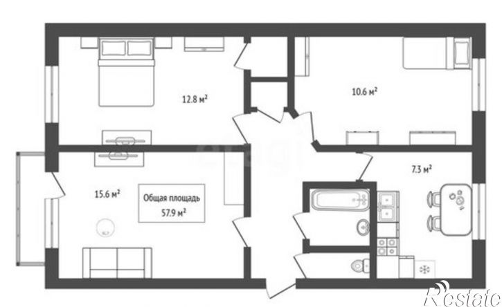 2-комн квартира ул Лунная, 10а,  д. 10а