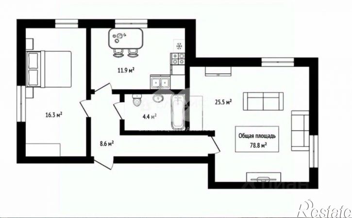2-комн квартира ул Виноградная, 12,  д. 12