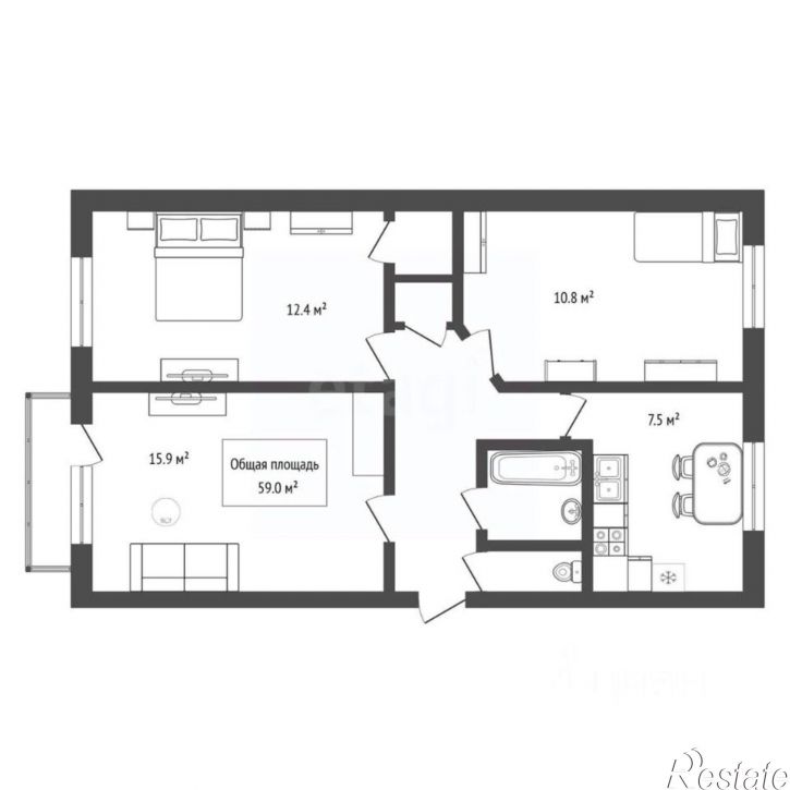 3-комн квартира ул Микрорайон, 48,  д. 48