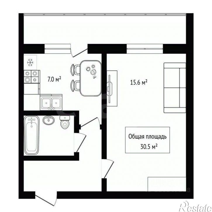 1-комн квартира ул Кристальная, 15/1,  д. 15/1