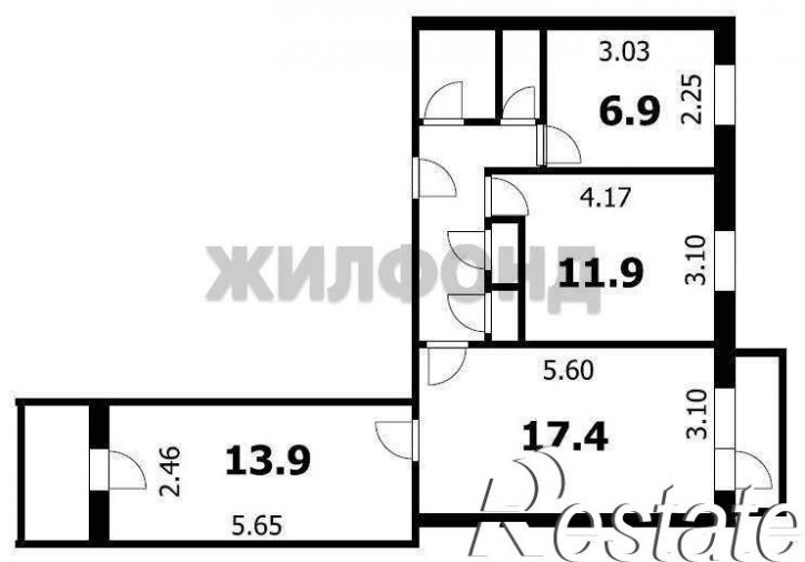 3-комн квартира Вокзальная улица, д.2